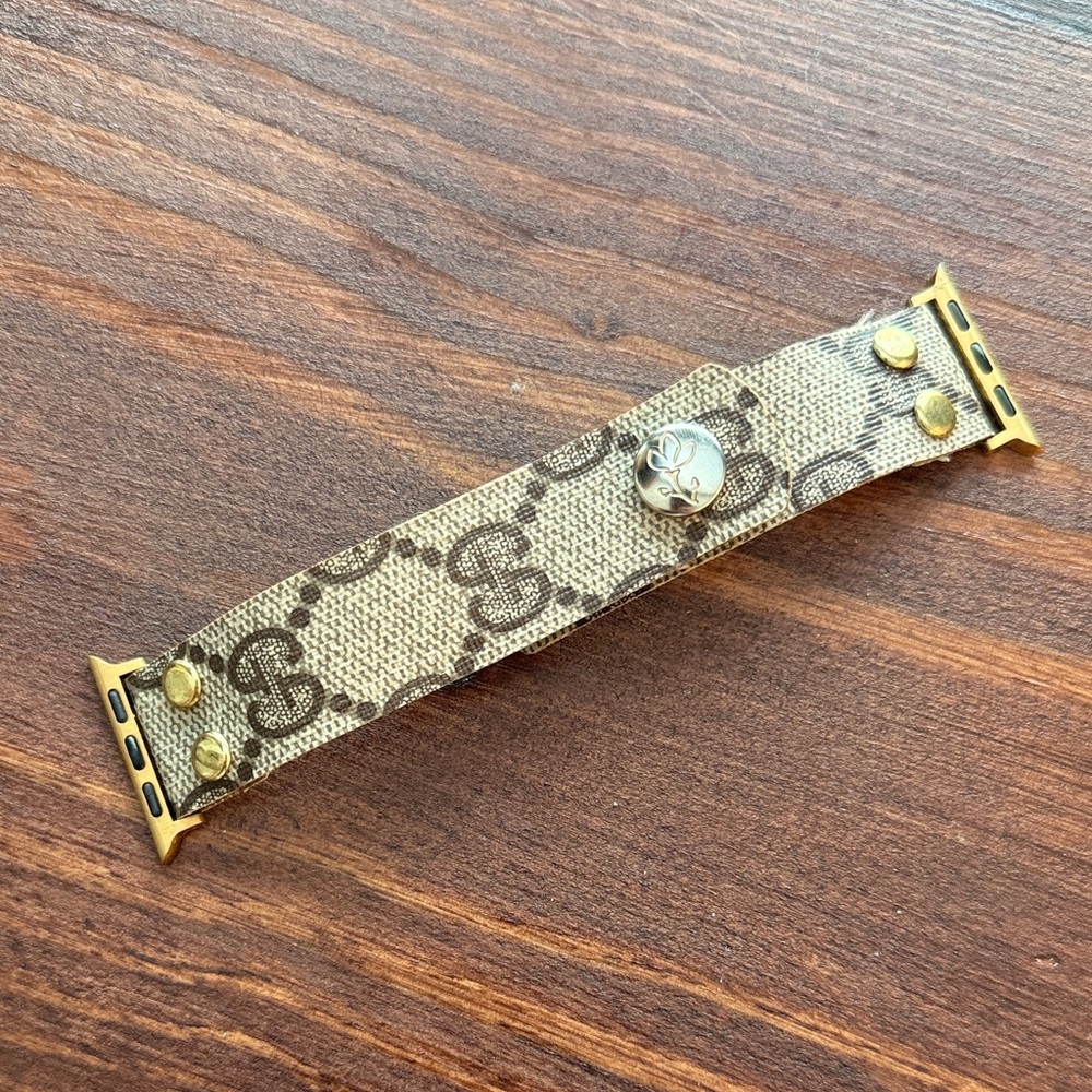 Beige and Brown recycled Gucci Apple Watch Band